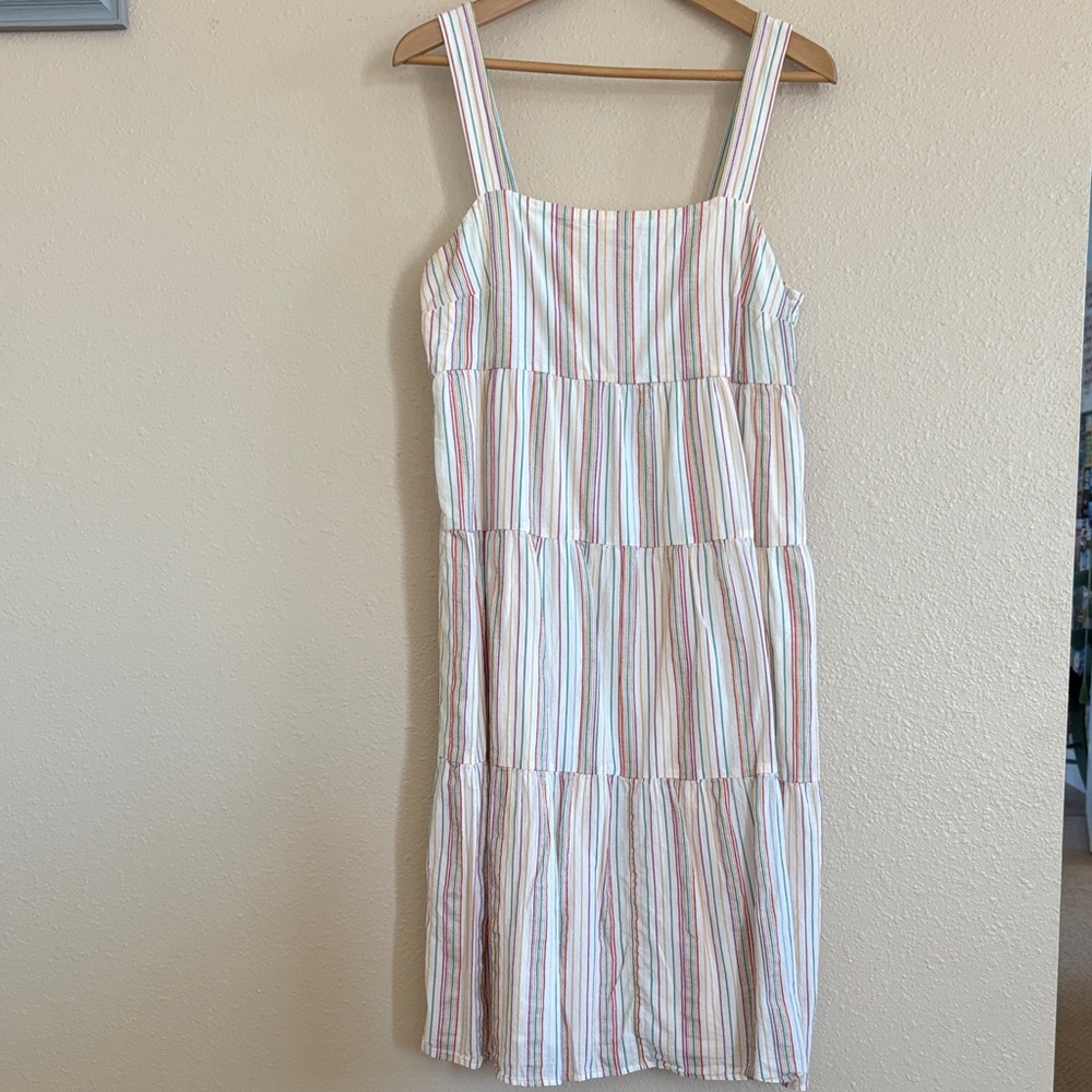 Madewell colorful stripe tiered midi sundress